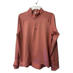 Athleta Half Zip Whistler Long Sleeve Women Large Workout Peach Top